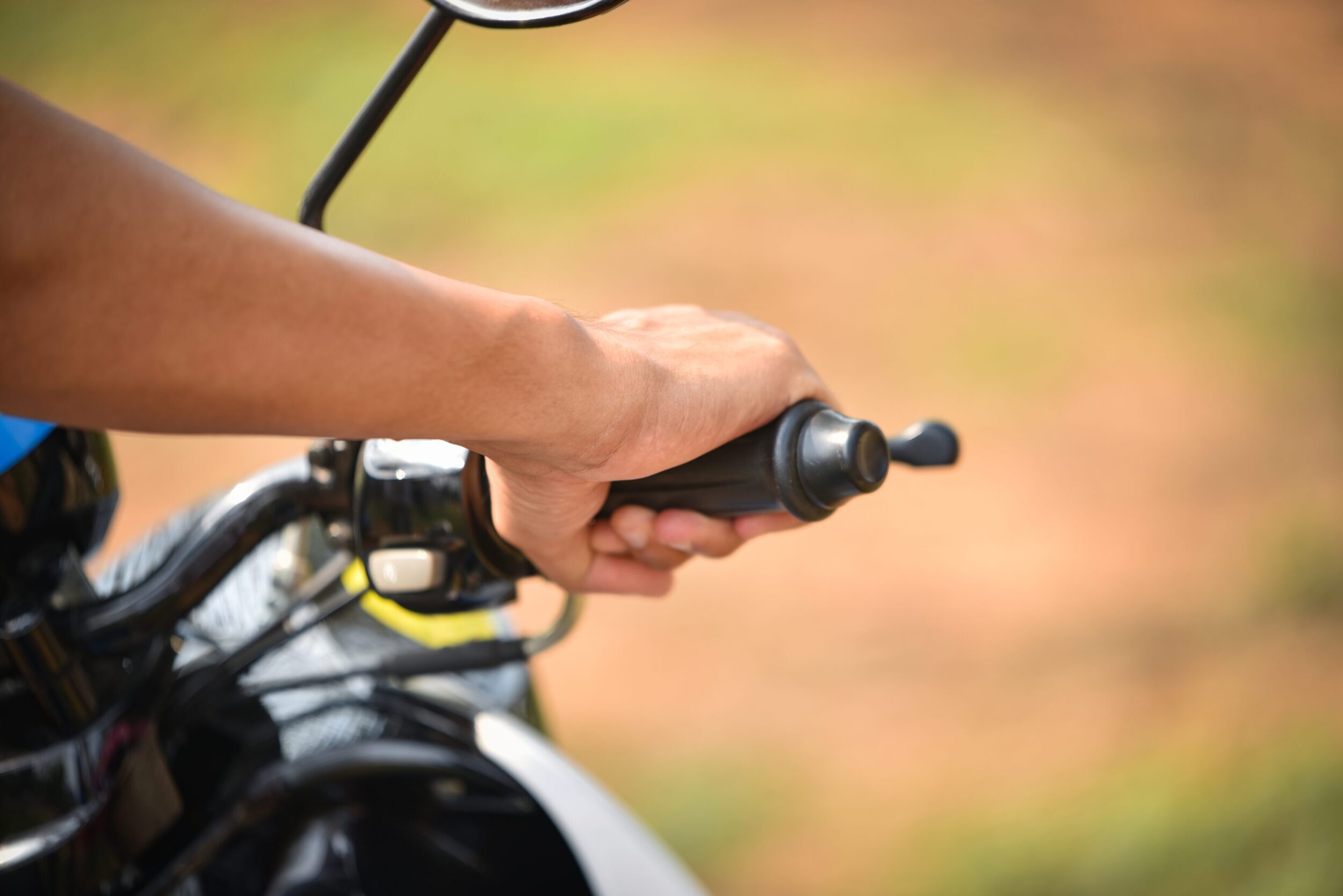 motorcycle rider sitting on his bike.