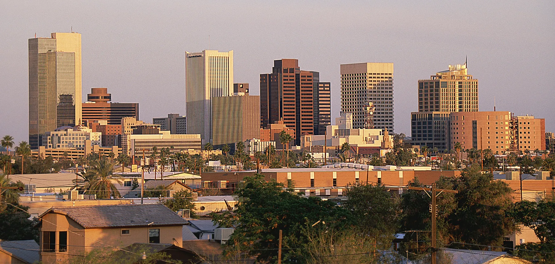 Golden city skyline