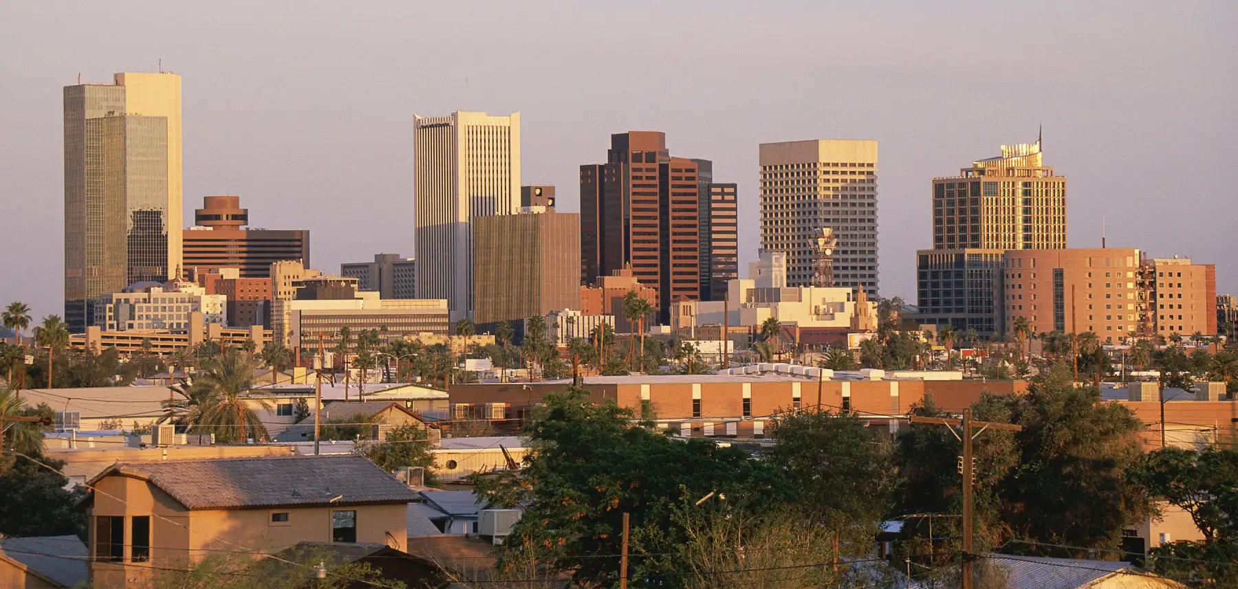 Golden city skyline